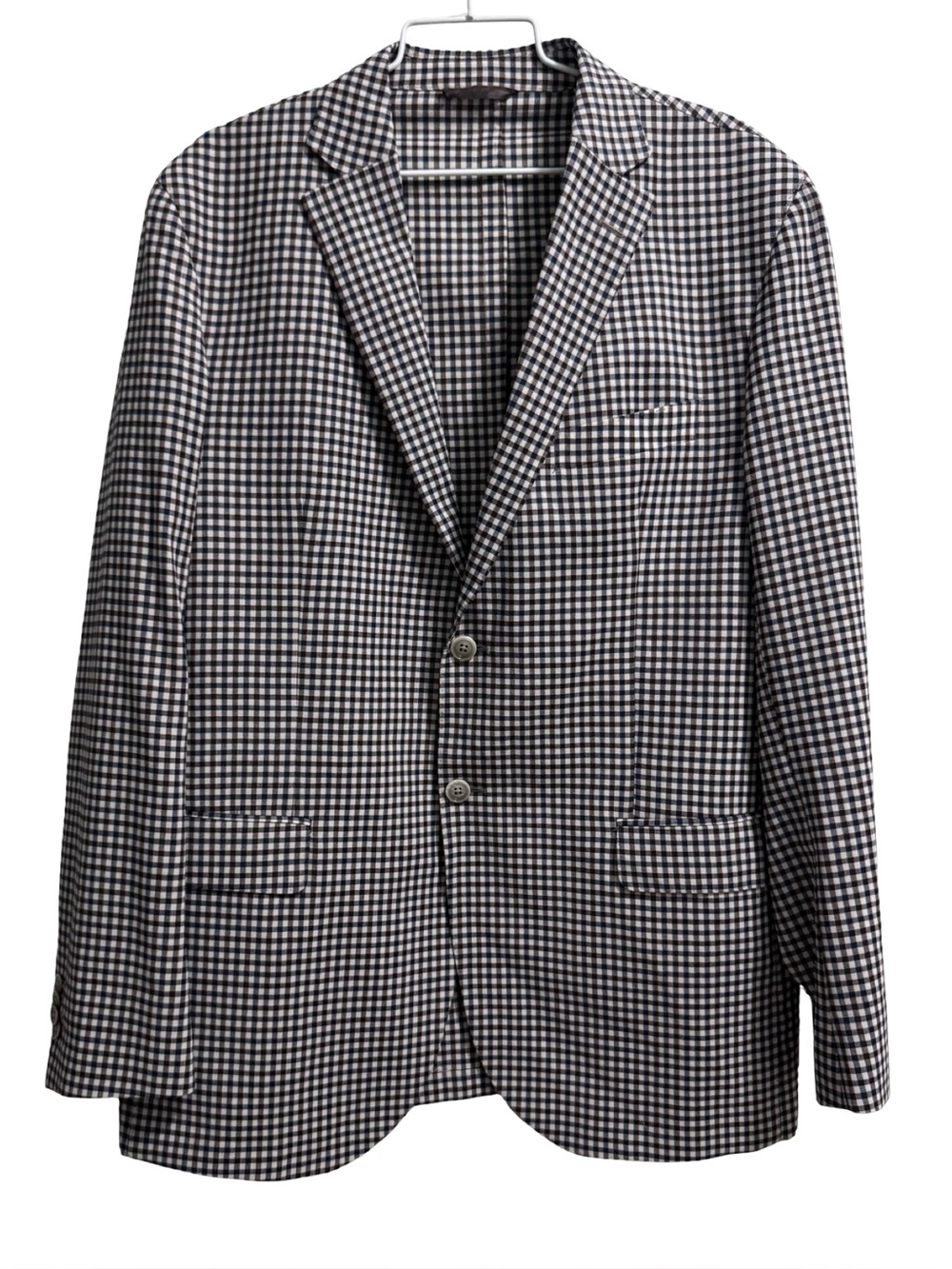 Luigi Bianchi Mantova Gingham Blazer Made in Italy Wool Blend 56L